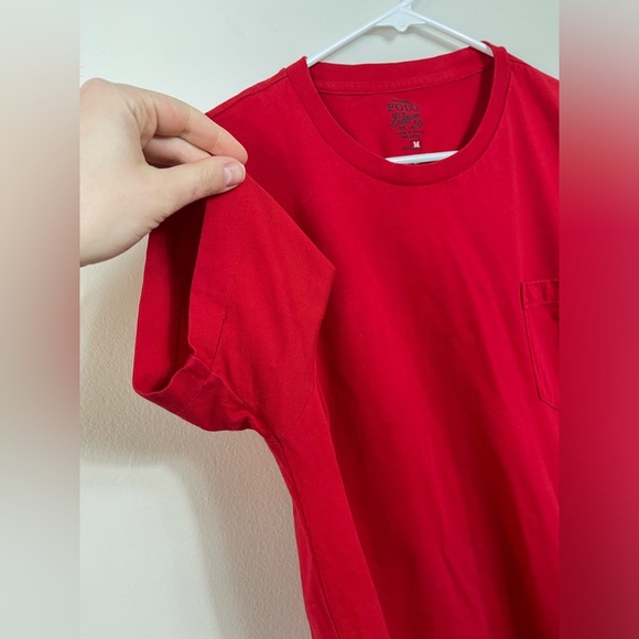 R.Lauren Jersey Pocket Red T-Shirt Polo Men's Cotton Size M - Picture 5 of 14